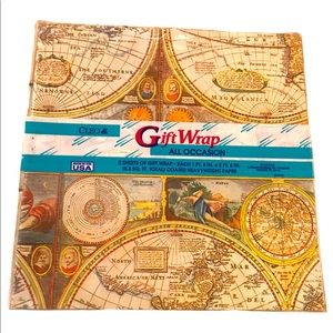 New Rare Vintage Cleo World Map Gift Wrap Sealed